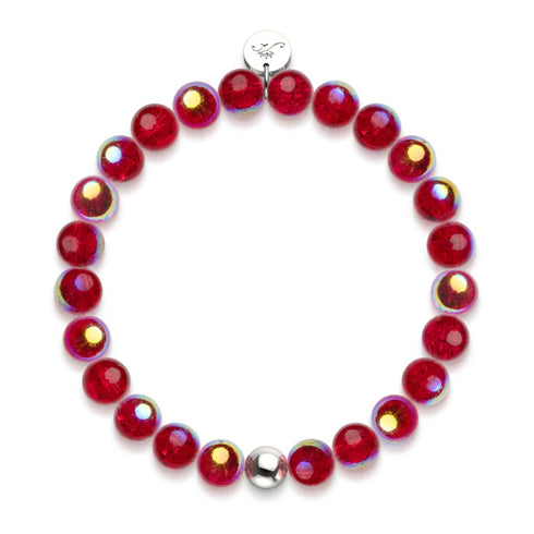 Cornaline arc-en-ciel | Argent sterling 925 | Bracelet en verre à bulles